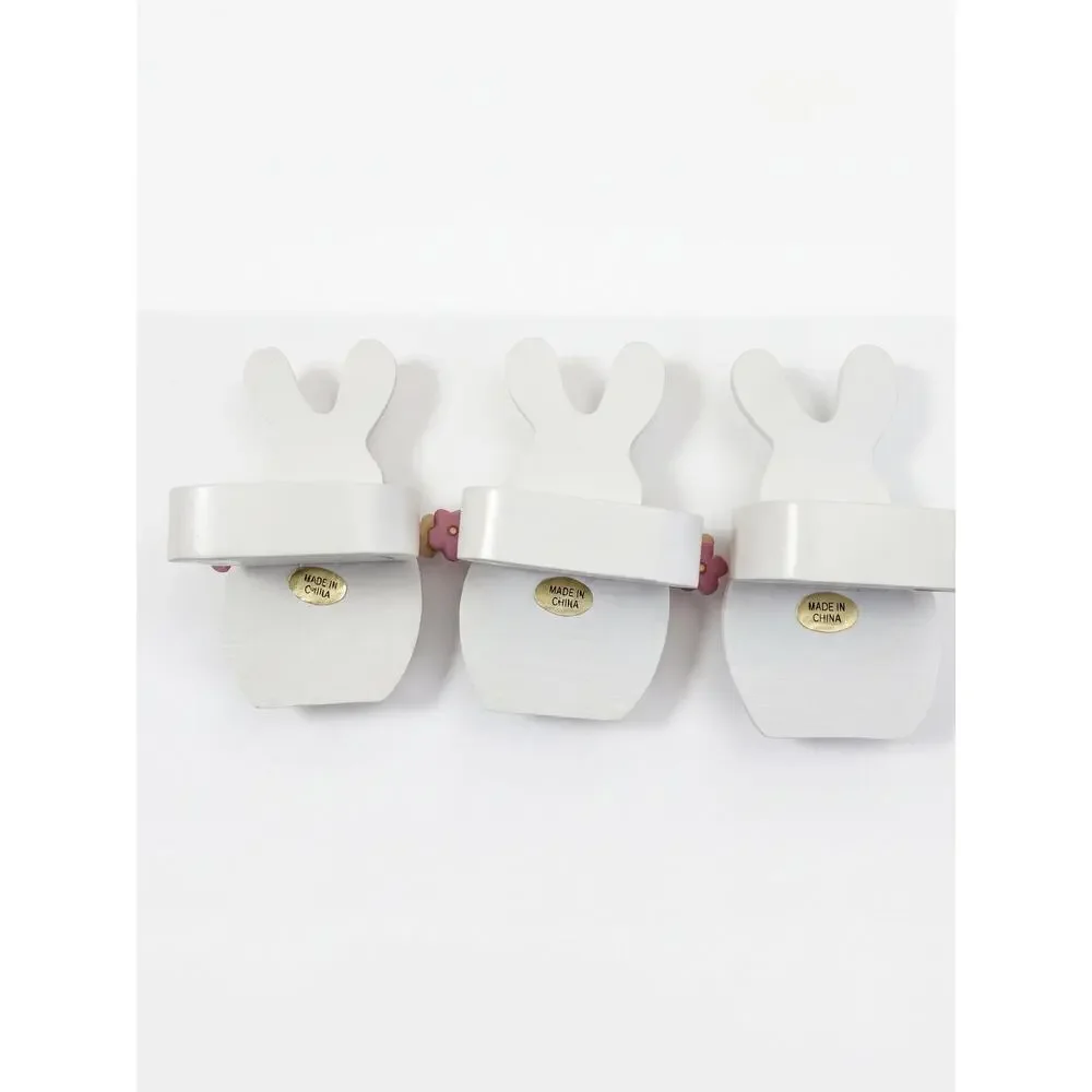 Vintage Ceramic Easter Bunny Napkin Rings Set, Blue Overalls Egg Holder